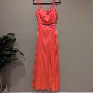 NWT- Midnight Doll 2-Piece Formal Dress – Neon Orange Satin – Size 7 ✨🧡
